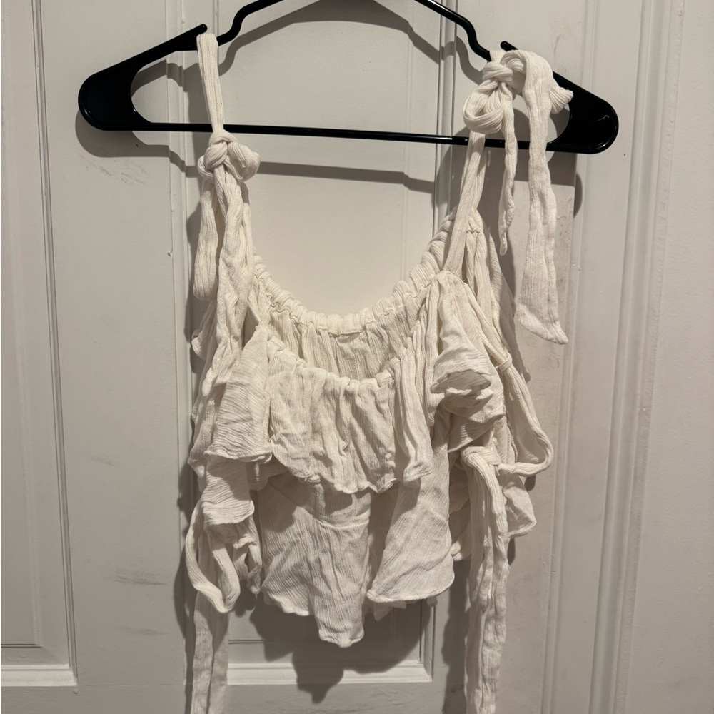 Free People Radiance Top White Ruffle Blouse - Picture 4 of 6